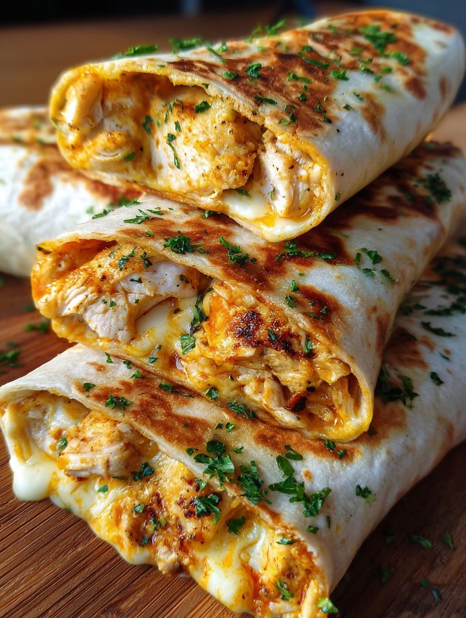 Cheesy Garlic Chicken Wraps Recipe - Recipe Image