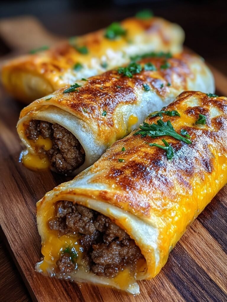 Garlic Butter Beef Cheeseburger Rollups Recipe
