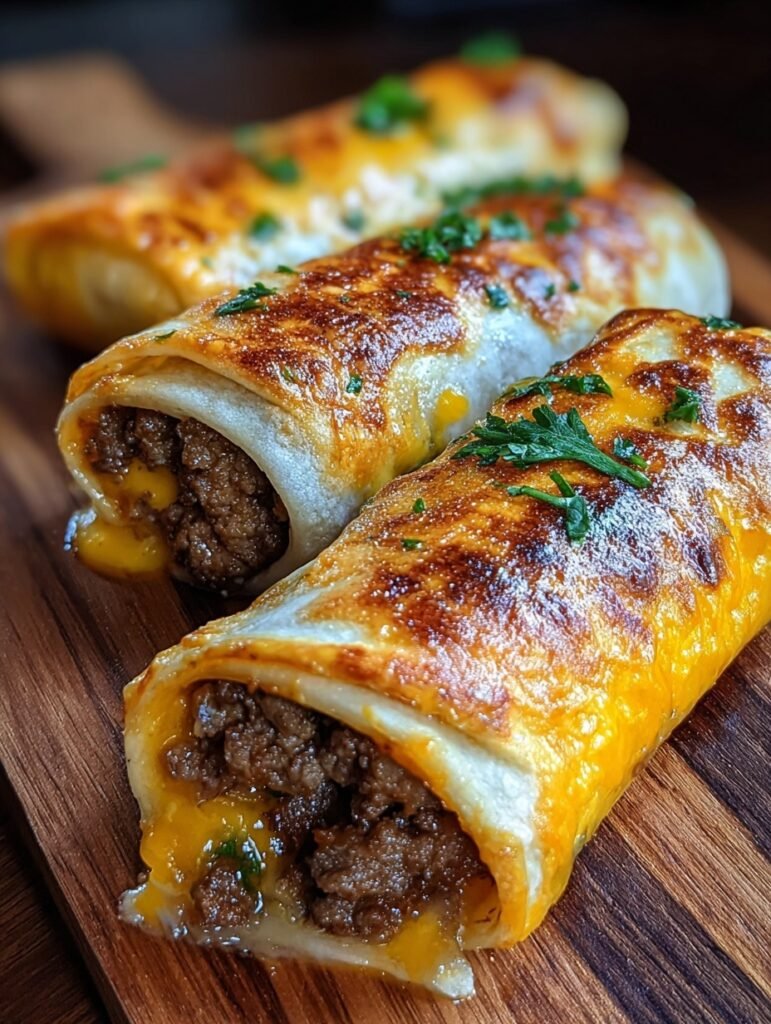 Garlic Butter Beef Cheeseburger Rollups Recipe