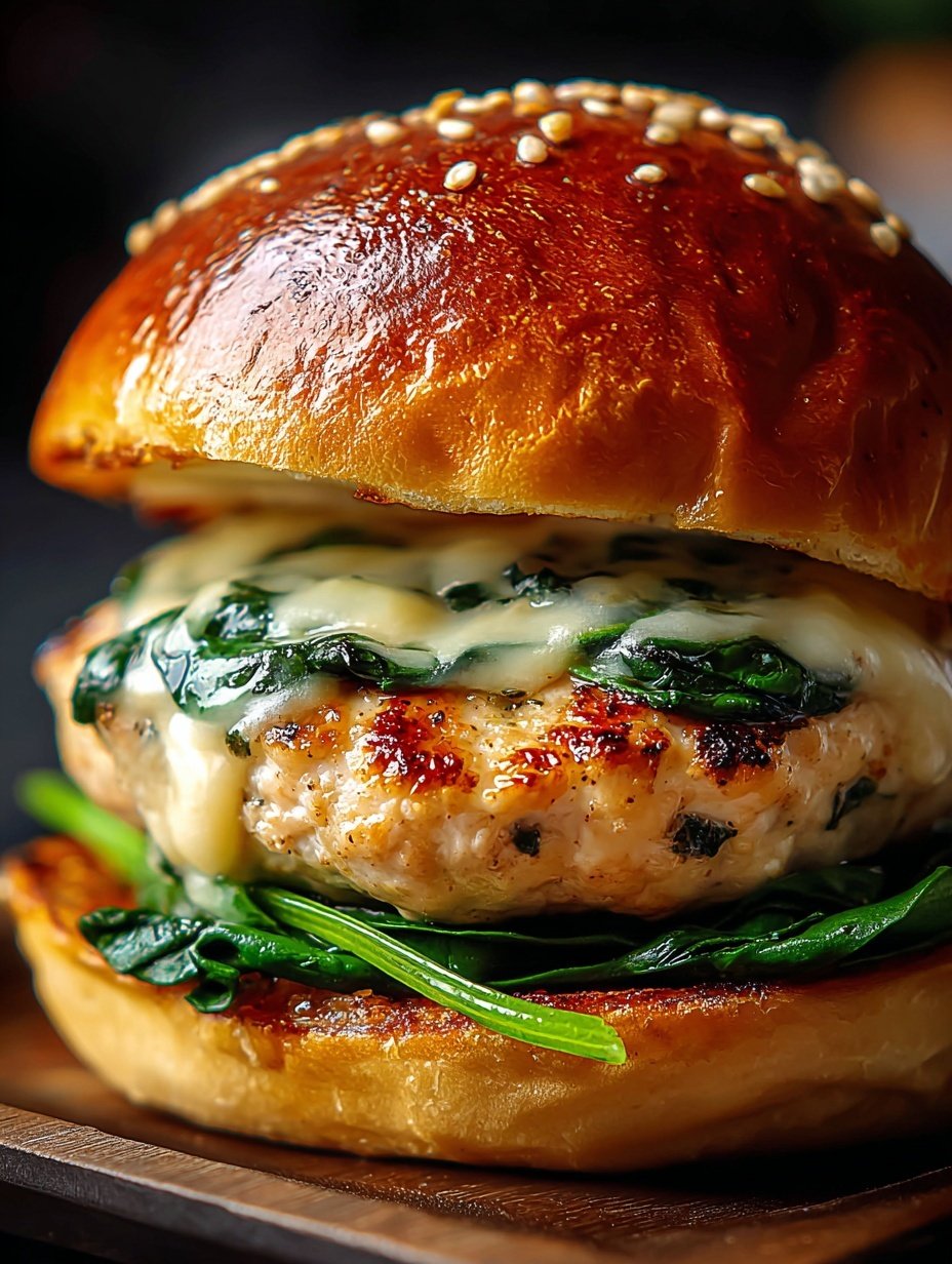 White Cheddar Spinach Chicken Burgers Recipe - Recipe Image