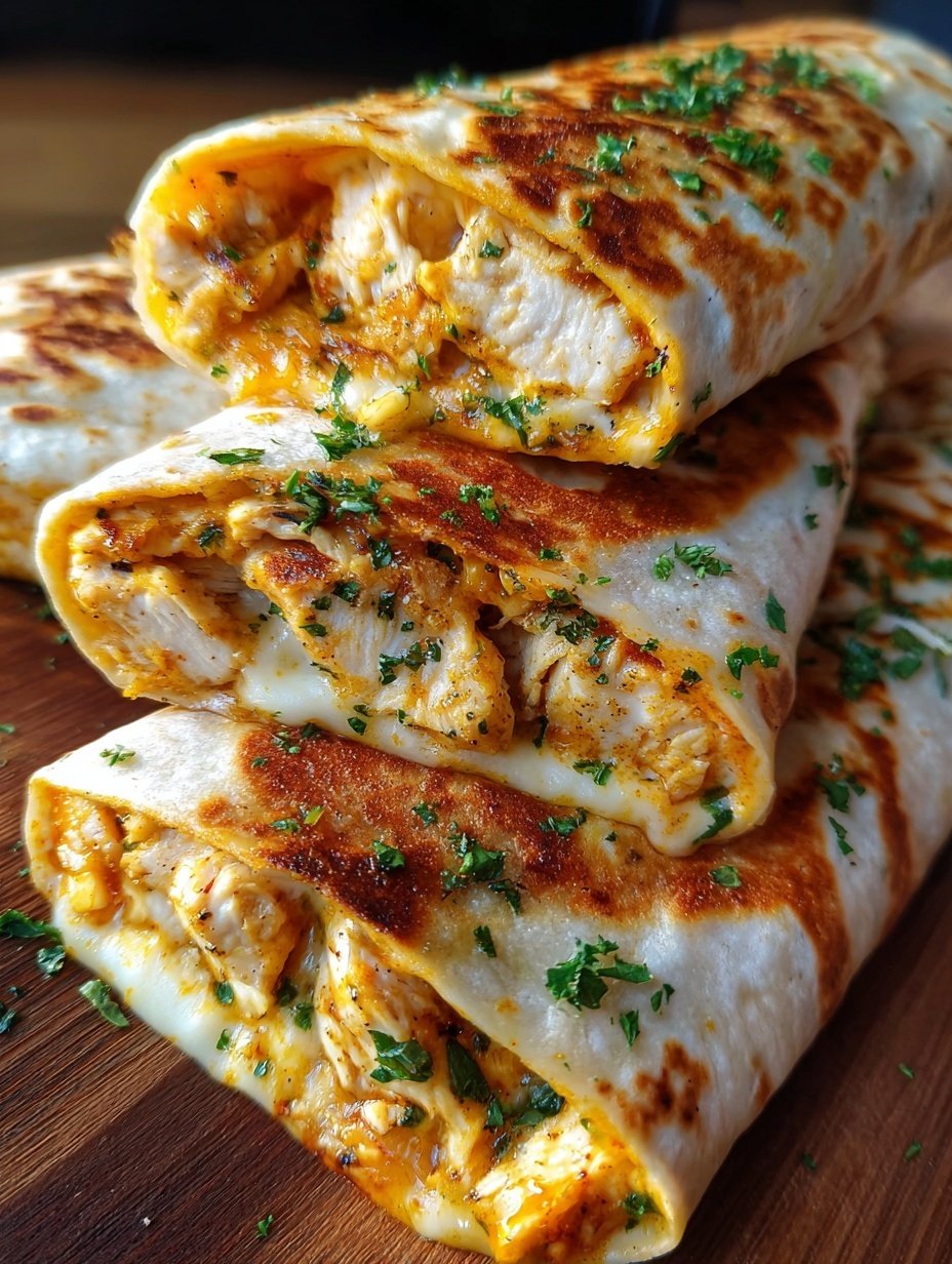 Cheesy Garlic Chicken Wraps Recipe - Recipe Image