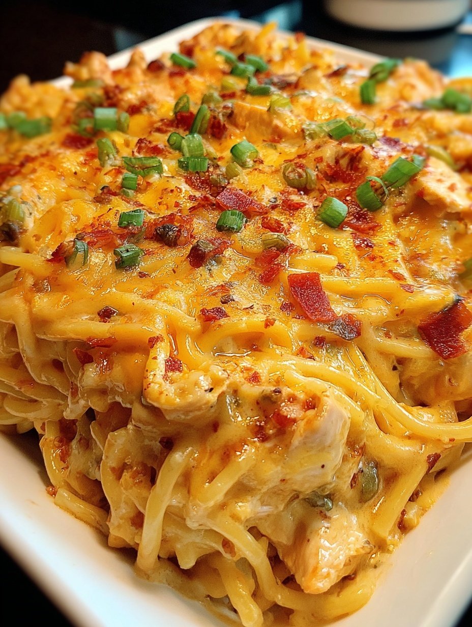Spicy Southern Cheesy Chicken Spaghetti Casserole Recipe - Recipe Image