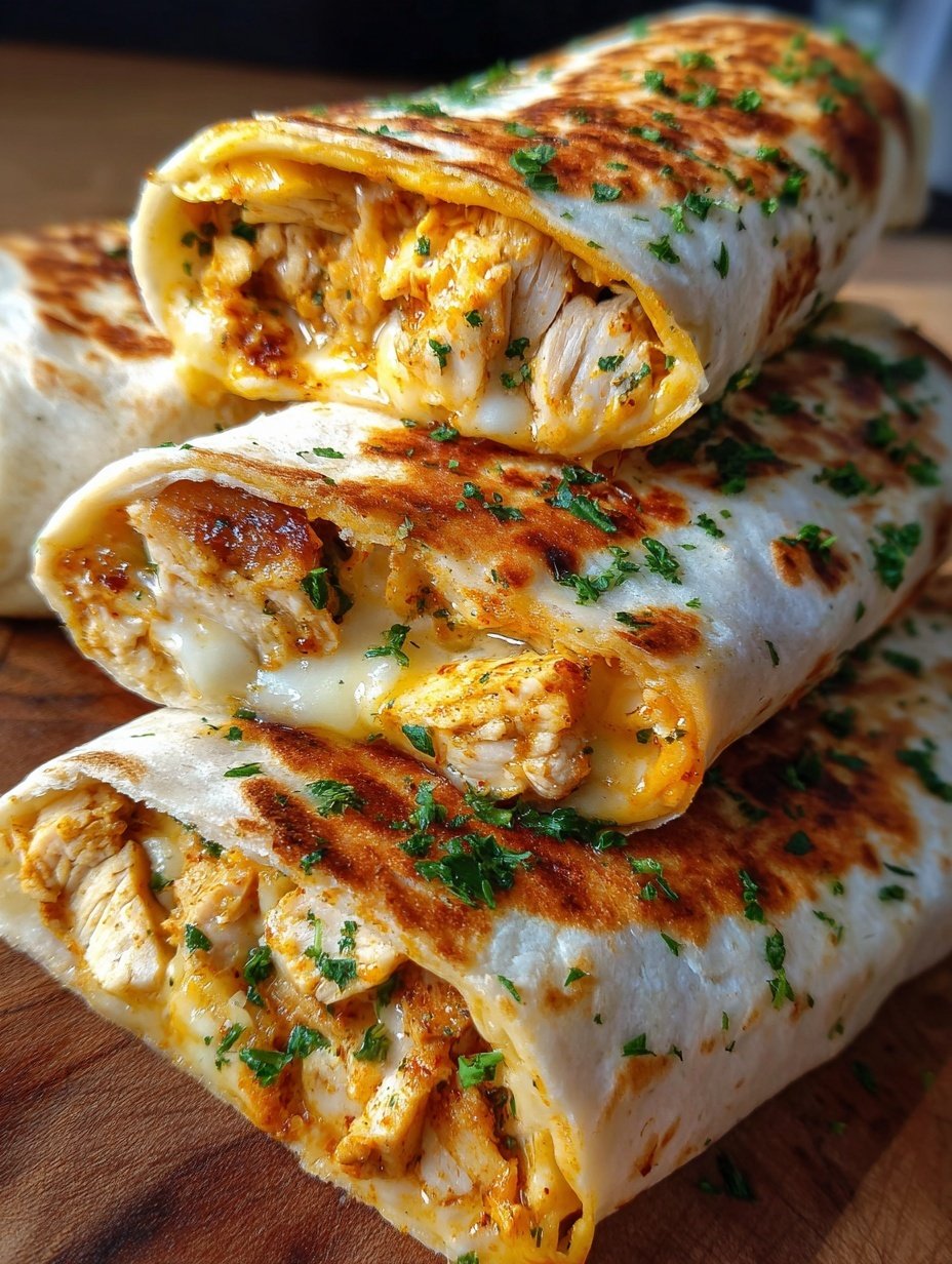 Cheesy Garlic Chicken Wraps Recipe